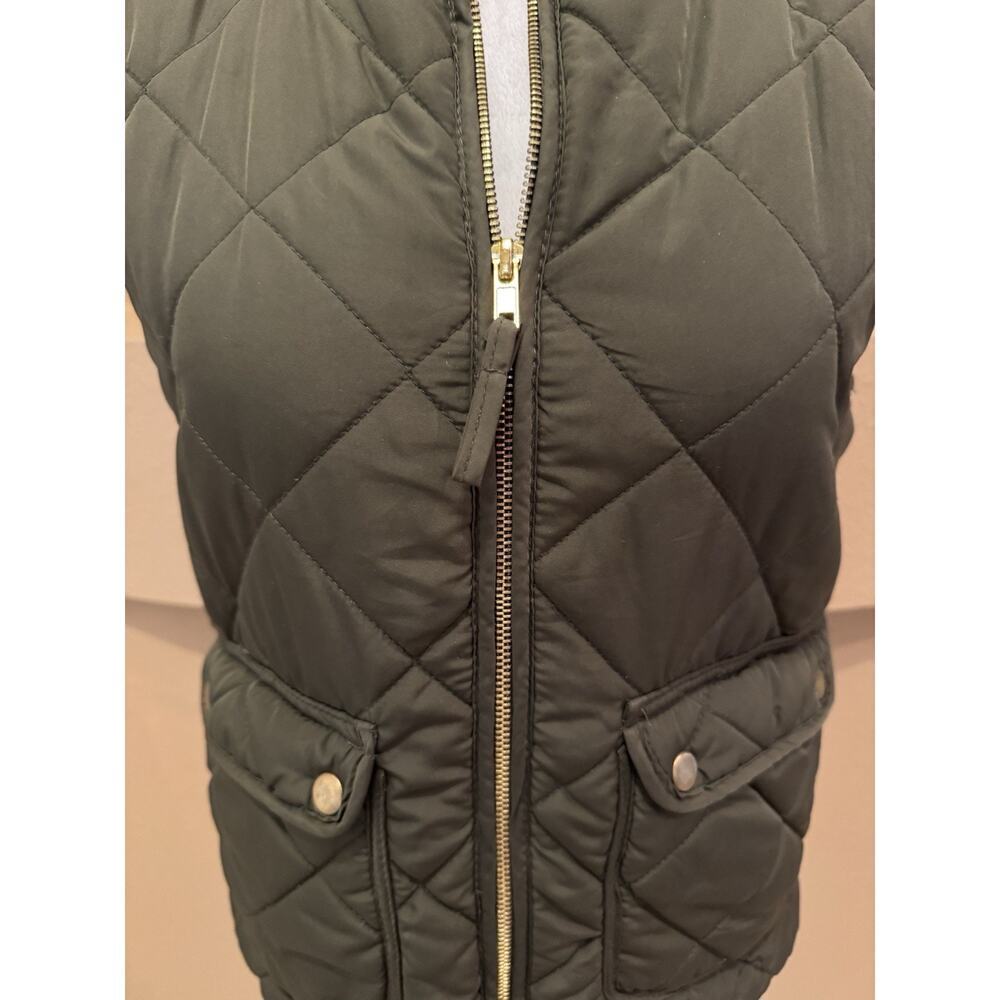 Quinn Vest Women’s Green Full Zip Quilted Pockets Mock Neck Size S - Picture 2 of 8